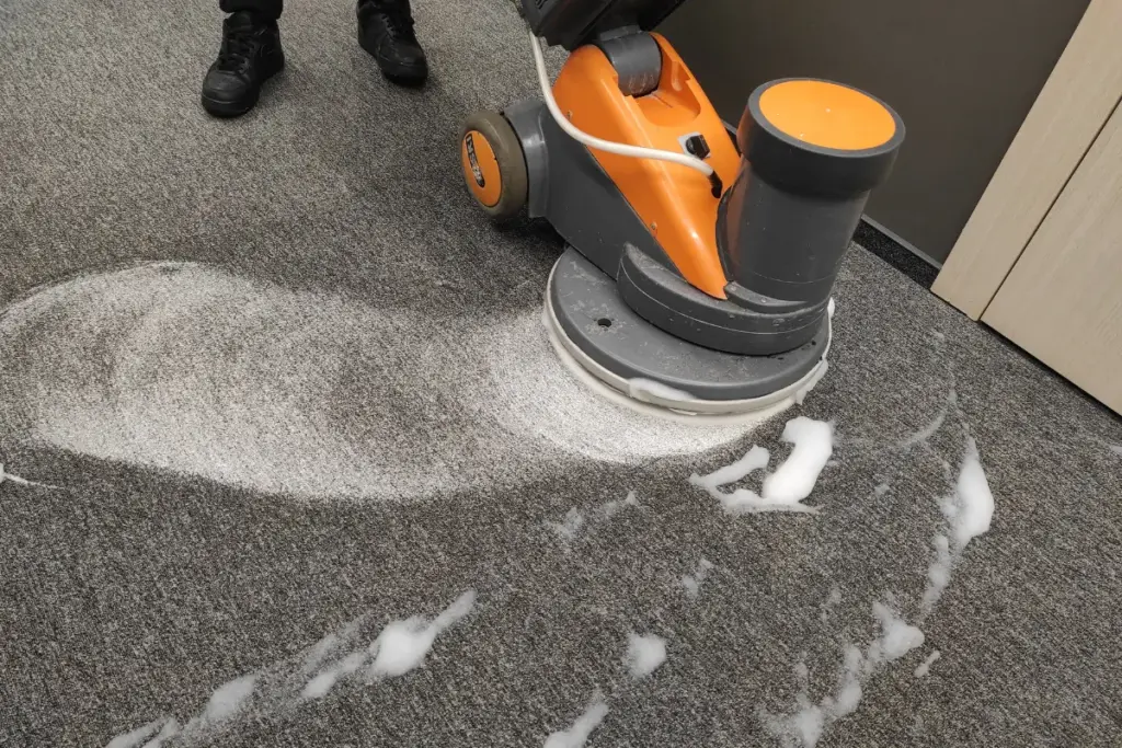 Teppichboden wird gereinight. Das ist unsere Service: Teppichbodenreinigung Düsseldorf
